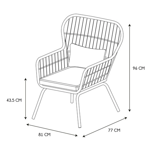 Krzesło Surabaya Arm  czarna poduszka