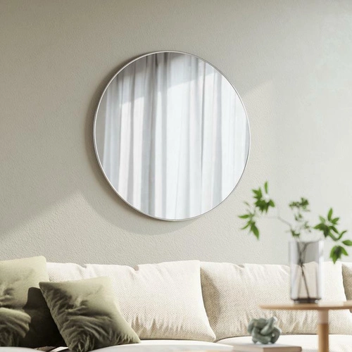 Lustro okrągłe wiszące Hubba 34 cm chrom nowoczesne do przedpokoju i salonu Umbra