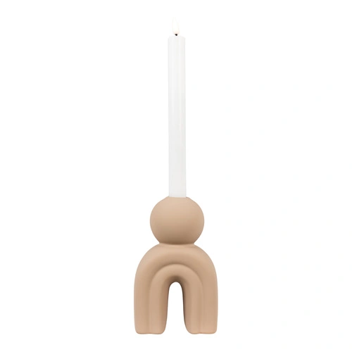 Świecznik ceramiczny House Nordic brązowy dekoracyjny 17 cm