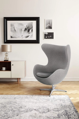 Fotel uszak Jajo szary Easy Clean do salonu i biura nowoczesny obrotowy glamour inspirowany Egg