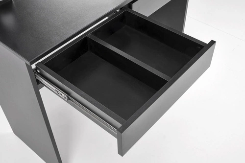 Toaletka z lustrem LED Sybilla czarna nowoczesna glamour do makijażu z szufladami do sypialni