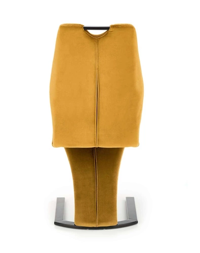 Krzesło tapicerowane Brigitte musztardowe welur do jadalni nowoczesne z czarnymi nogami