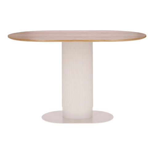 Stół do jadalni Maxim Intesi nowoczesny owalny fornir dąb biały na jednej nodze 120x70 cm