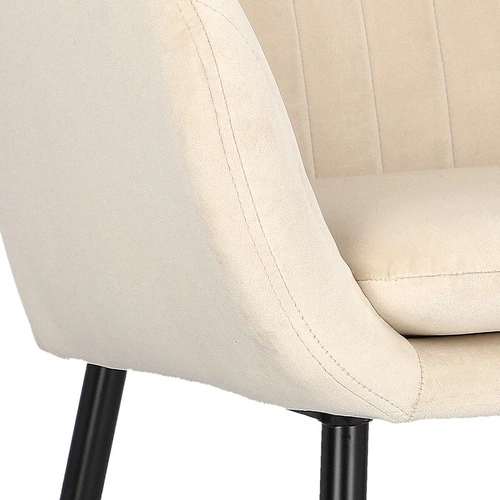 Krzesło tapicerowane welur Emilia Actona beżowe z podłokietnikami do jadalni nowoczesne