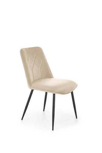 Krzesło tapicerowane welurowe Myanna beżowe do jadalni nowoczesne z oparciem