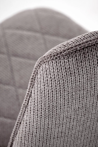 Krzesło tapicerowane Fenri szare do jadalni nowoczesne pikowane na czarnych metalowych nogach