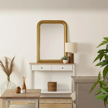 Lustro Adele prostokątne złote glamour do salonu w drewnianej ramie na ścianę 103x74 cm