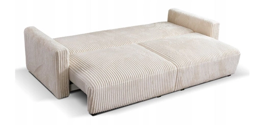 Sofa rozkładana z funkcją spania Loppie beżowa sztruksowa do salonu nowoczesna