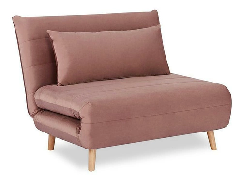 Sofa rozkładana jednoosobowa Arriba welurowa różowa do salonu nowoczesna z funkcją spania