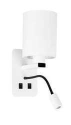 Kinkiet Magnum 3 lampa prostokątny 1x40W E27+3W LED abażur okrągły biały