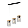 Lampa sufitowa Wels czarny+drewniany  3x40W E27 klosz dymiony