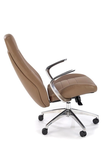 Fotel biurowy ergonomiczny obrotowy Nolvia cappuccino skórzany z podłokietnikami do biura