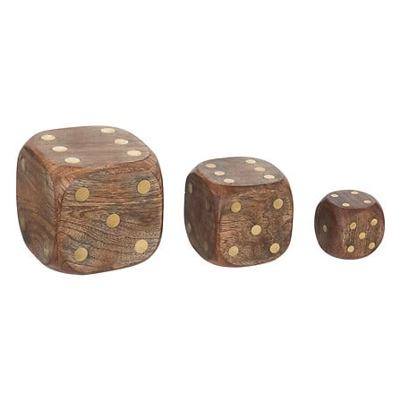 Zestaw 3 kostek dekoracyjnych Roger       drewno mango