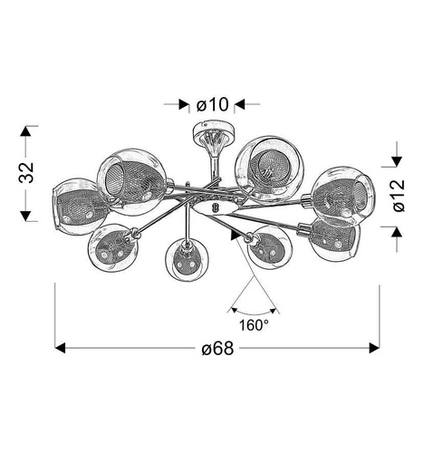 Lampa wisząca Ozzo nowoczesna szklana chromowana 8-punktowa do salonu lub sypialni