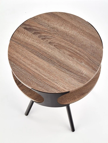 Stolik kawowy okrągły Nabul 45x60 cm loftowy dąb z półką do salonu Intesi