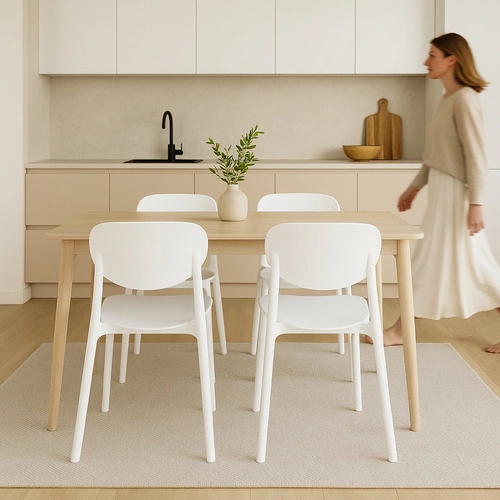 Krzesło Plasta białe do jadalni i ogrodu z polipropylenu, łatwe czyszczenie, sztaplowane 5five