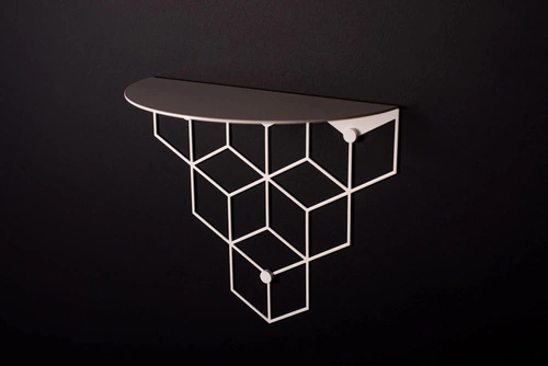 Półka ścienna Stiga biała metalowa owalna nowoczesna do salonu i kuchni POLYHEDRA