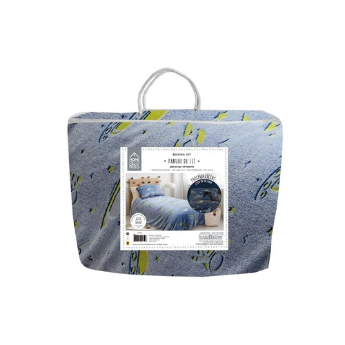 Komplet pościeli dziecięcej 140x200 Intesi kosmos świecący w ciemności poliester niebieski