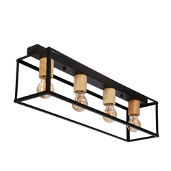 Lampa sufitowa Retro Candellux czarna drewniana 4-punktowa do salonu i kuchni 70 cm