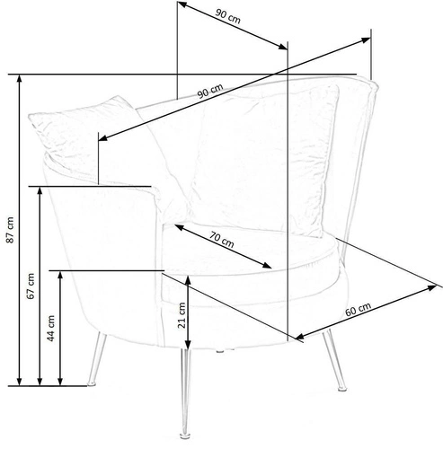 Fotel uszak Modin welur różowy glamour do salonu z podłokietnikami na złotych nogach