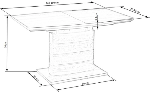 Stół rozkładany Cordon do jadalni i salonu nowoczesny szary z dębową nogą 140-180x80 cm