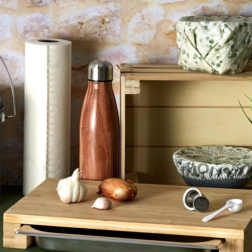 Intesi bambusowa deska do krojenia z szufladą do kuchni nowoczesna 38,5x26,4 cm