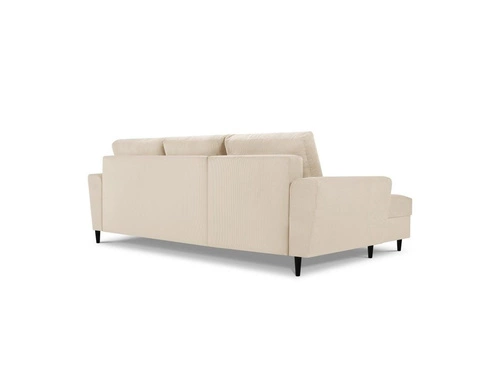 Narożnik z funkcją spania Moghan Beige Corduroy Lewostronna kolor nóg czarny