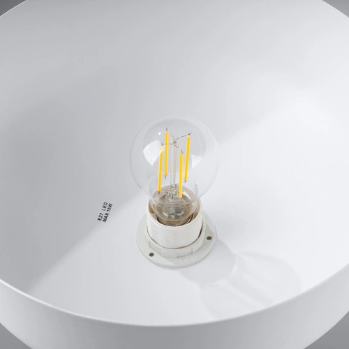 Lampa wisząca MARION biała skandynawska okrągła do salonu i jadalni drewno stal 130 cm