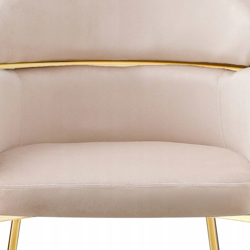 Krzesło Dreby beżowe welurowe ze złotymi nogami do jadalni salonu