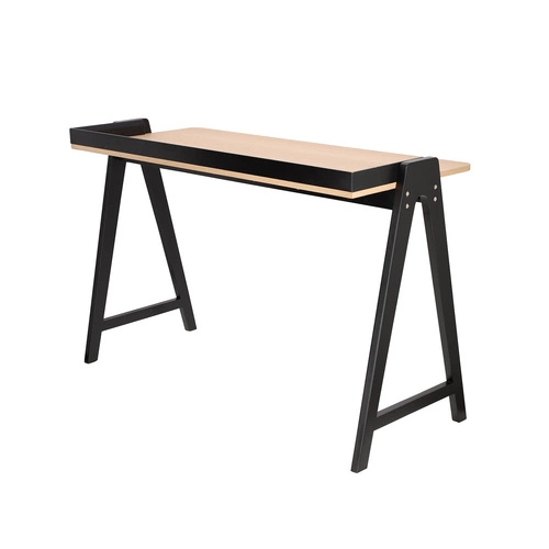 Biurko do pracy Malmo nowoczesne szerokie skandynawskie naturalne czarne Intesi 123 cm