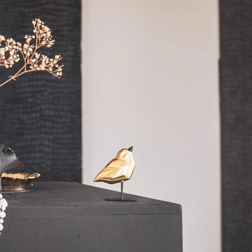 Figurka dekoracyjna Love Bird złota nowoczesna na komodę do salonu HV decor