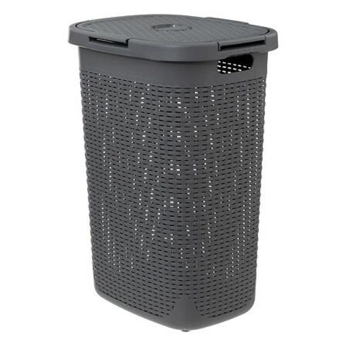 Kosz na pranie 60 l rattan syntetyczny    szary