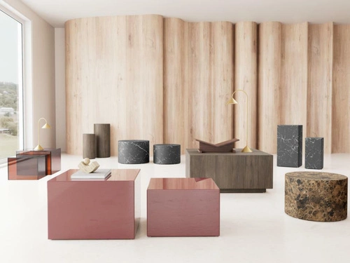 Actona Dice zestaw 2 stolików kawowych szklanych brązowych nowoczesnych