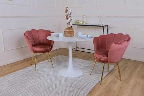 Krzesło tapicerowane welurowe Florencja Intesi beżowe glamour z podłokietnikami do jadalni