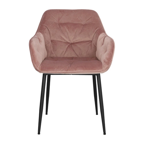 Krzesło tapicerowane Brooke Actona do jadalni różowe welurowe z podłokietnikami glamour