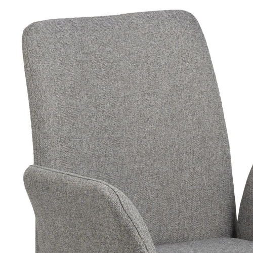 Krzesło tapicerowane Naya Actona do jadalni nowoczesne szare z podłokietnikami na czarnych nogach