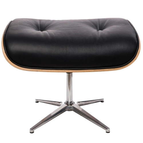 Pufa VIP Exclusive Home czarna skóra naturalna pikowana do salonu i biura nowoczesna D2.DESIGN