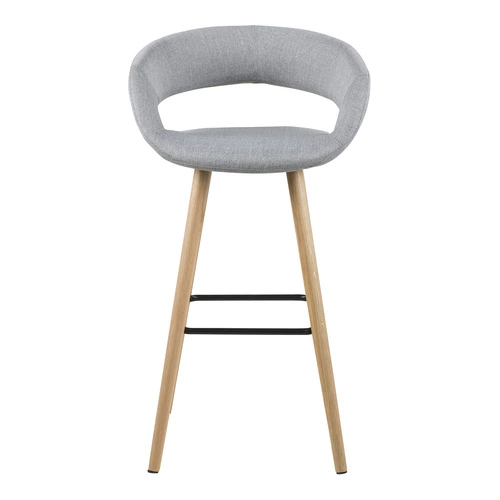 Hoker Grace Actona tapicerowany szary jasny 65 cm z podłokietnikami do wyspy kuchennej