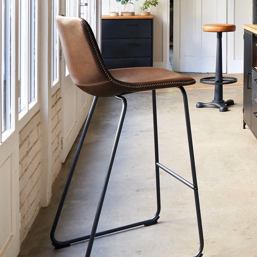 Krzesło barowe Lois PU brązowy Outlet