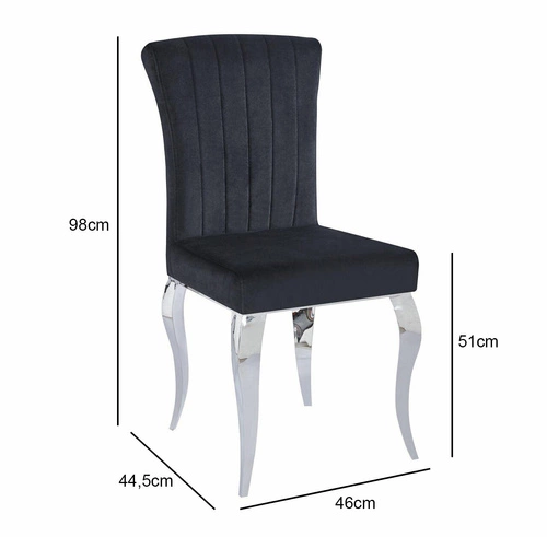 Krzesło tapicerowane Helene Velvet czarne do jadalni i kuchni welurowe na metalowych nogach Intesi