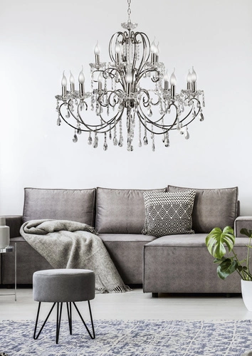 Żyrandol kryształowy glamour Aurora chrom regulowany do salonu i jadalni CANDELLUX 88 cm