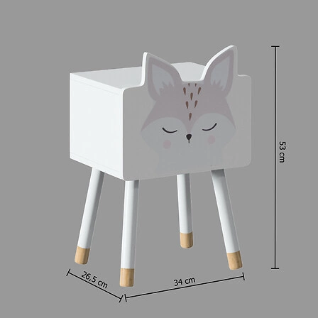 Stolik nocny dziecięcy Fox biały drewniany z MDF Atmosphera do pokoju dziecięcego
