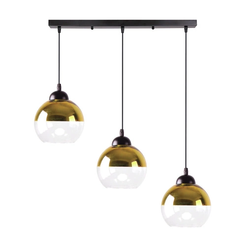 Lampa wisząca Contessa czarny 3x40 E27  klosz złoty