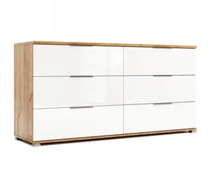 Komoda Tissa 160 cm biała połysk nowoczesna z szufladami do salonu i sypialni Intesi