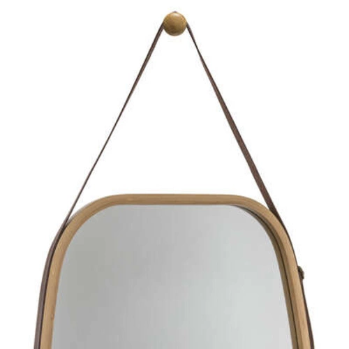 Lustro owalne bambusowe 43x77cm na skórzanym pasku do przedpokoju 5five simply smart