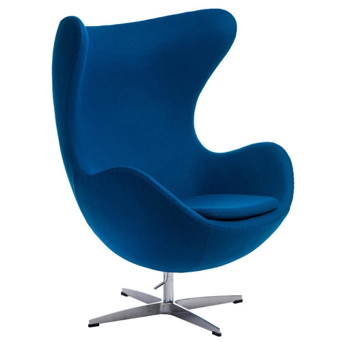 Fotel Jajo Egg D2.DESIGN niebieski kaszmir obrotowy bujany nowoczesny do salonu