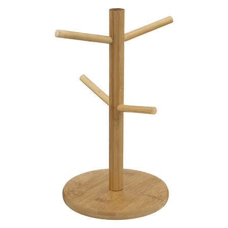 Zestaw 4 kubków ceramicznych Nature 380ml z drewnianym stojakiem do kawy i herbaty