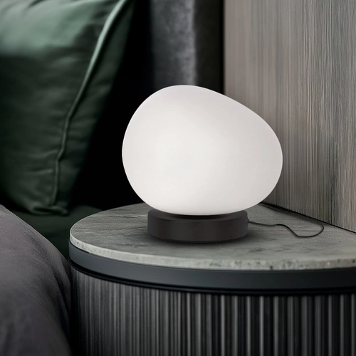 Lampa stołowa STONES czarny 30cm 1x40W E27 klosz biały