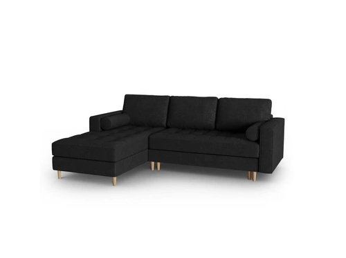 Narożnik z funkcją spania Gobi Black Leather Imitation lewostronny