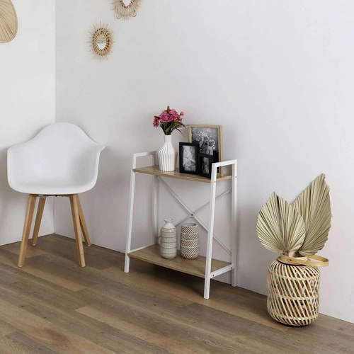 Regał metalowy Cilyan S biały na książki i dekoracje do salonu w stylu skandynawskim 60 cm